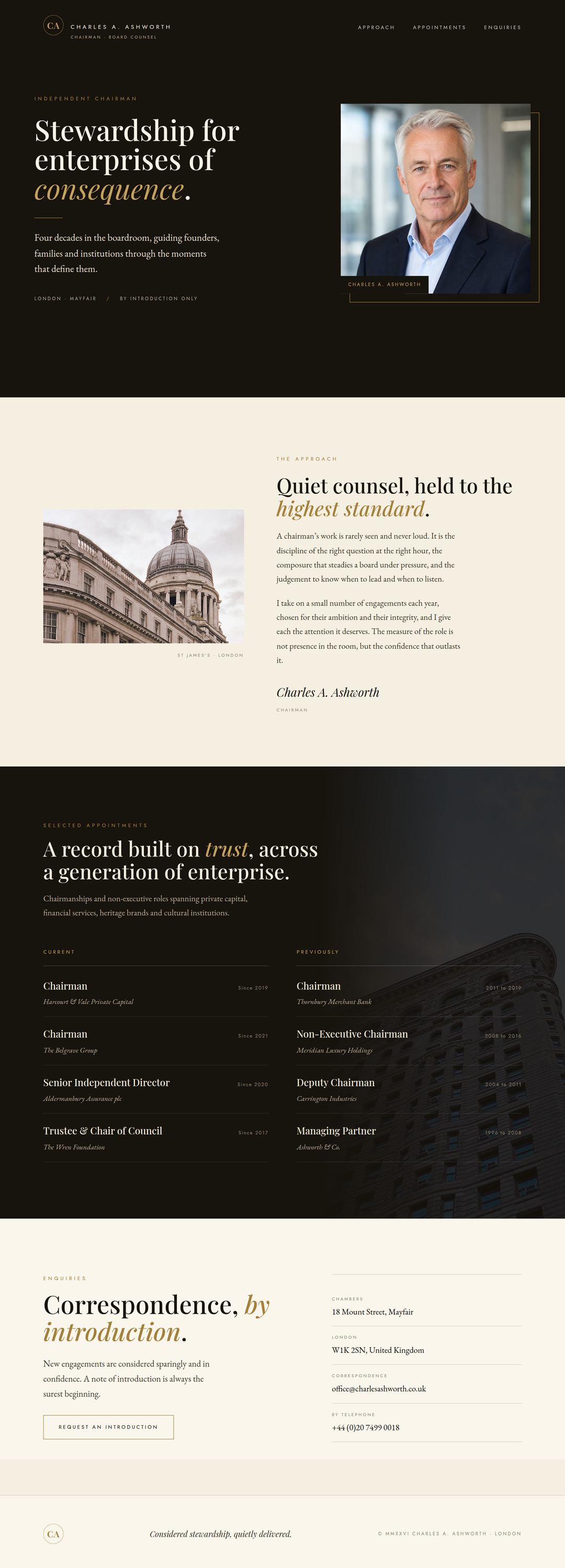 Charles A. Ashworth, bespoke personal website
